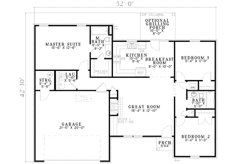 Dream House Plan - Floor Plan - Main Floor for Traditional House Plan #17-2146 - 3 bed, 2 bath
