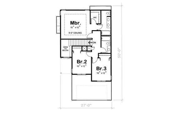Floor Plan - Upper Floor for European House Plan #20-1790 - 3 bed, 3 bath