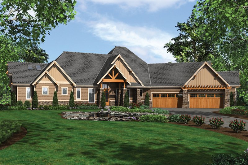 House Design - Front View - 5100 Square foot Craftsman home