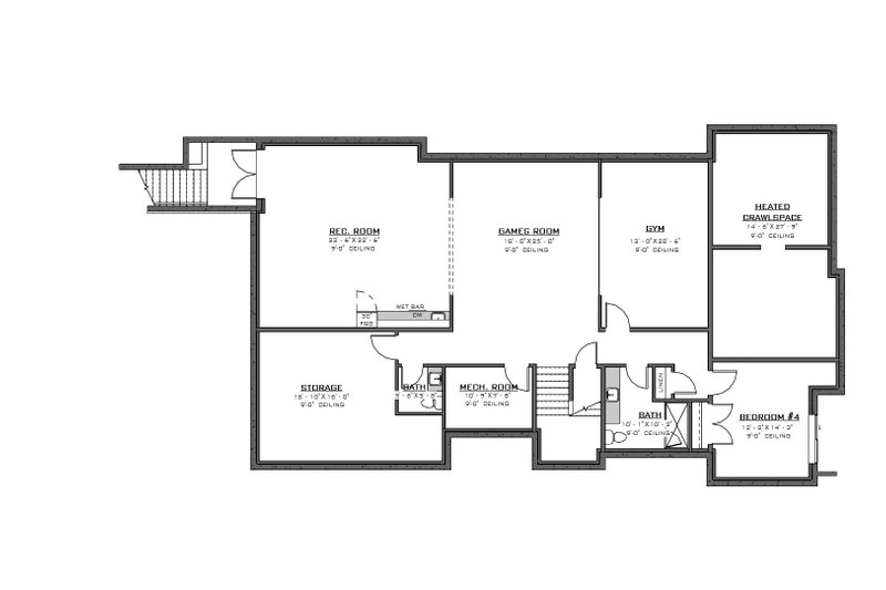 Home Plan - Floor Plan - Lower Floor for Farmhouse House Plan #1086-23 - 4 bed, 2.5 bath