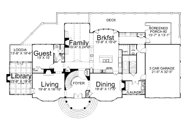 Home Plan - Floor Plan - Main Floor for Classical House Plan #119-324 - 5 bed, 5 bath