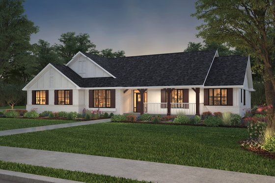 1 Story Ranch Farmhouse Plan
