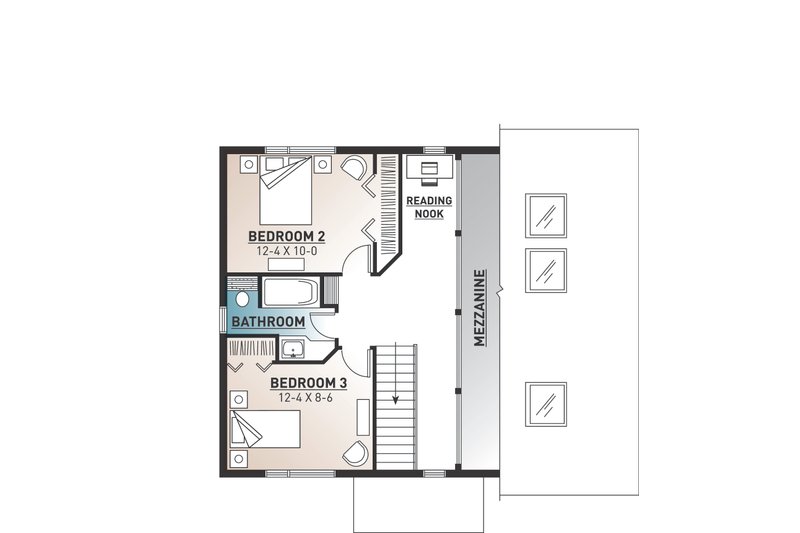 Home Plan - Floor Plan - Upper Floor for Contemporary House Plan #23-2037 - 3 bed, 2 bath