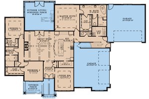 Floor Plan - Main Floor for Craftsman House Plan #923-314 - 3 bed, 2.5 bath