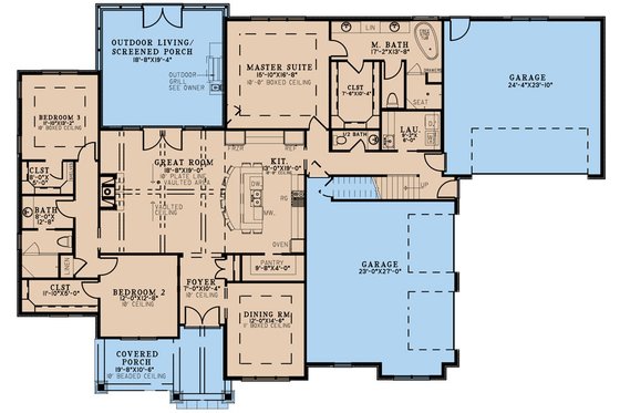 Floor Plan - Main Floor for Craftsman House Plan #923-314 - 3 bed, 2.5 bath