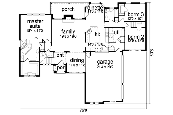 Floor Plan - Main Floor for European House Plan #84-282 - 5 bed, 3 bath