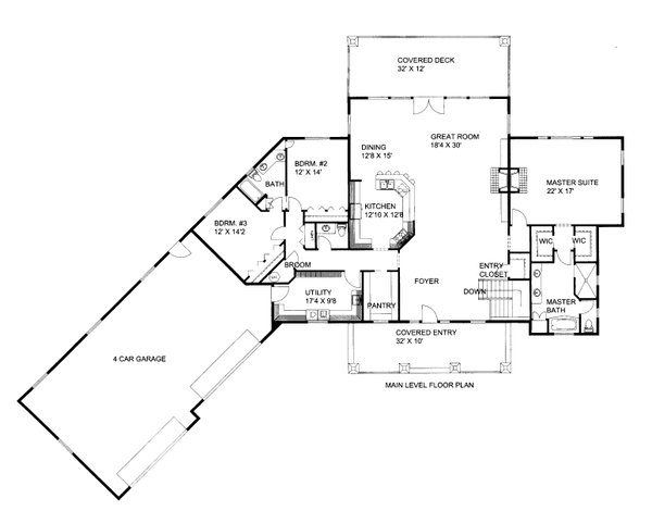 House Blueprint - Craftsman Floor Plan - Main Floor Plan #117-968