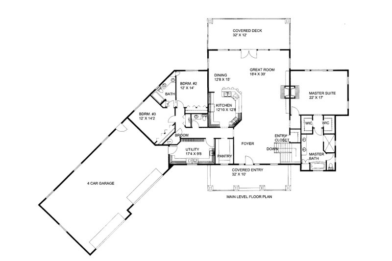 Architectural House Design - Floor Plan - Main Floor for Craftsman House Plan #117-968 - 7 bed, 4.5 bath