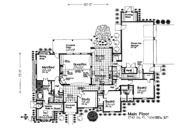 Dream House Plan - Floor Plan - Main Floor for European House Plan #310-654 - 3 bed, 2.5 bath