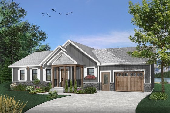 Exterior - Front Elevation 3 for Ranch House Plan #23-2652 - 2 bed, 1 bath