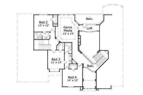 Floor Plan - Upper Floor for European House Plan #411-787 - 4 bed, 3.5 bath