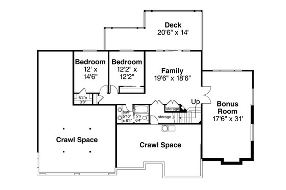 Floor Plan - Lower Floor for Traditional House Plan #124-1118 - 3 bed, 2.5 bath