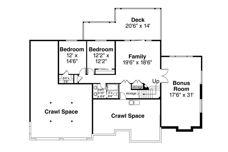 Architectural House Design - Floor Plan - Lower Floor for Traditional House Plan #124-1118 - 3 bed, 2.5 bath