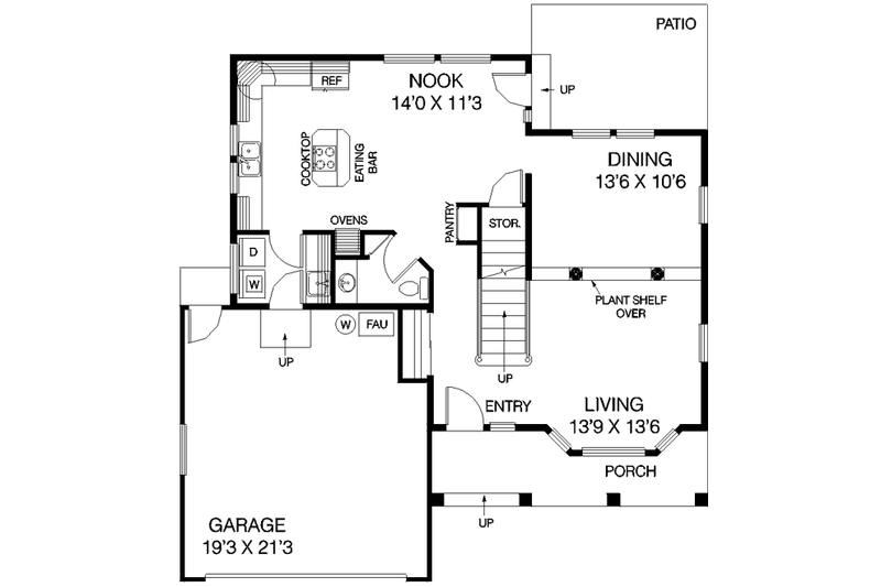 House Plan Design - Floor Plan - Main Floor for Traditional House Plan #60-463 - 3 bed, 2.5 bath