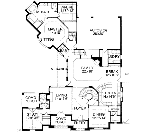 European Floor Plan - Main Floor Plan #141-145