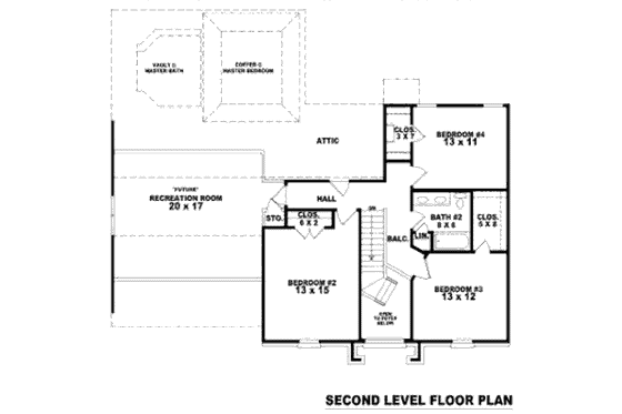 Floor Plan - Upper Floor for European House Plan #81-13684 - 4 bed, 2.5 bath