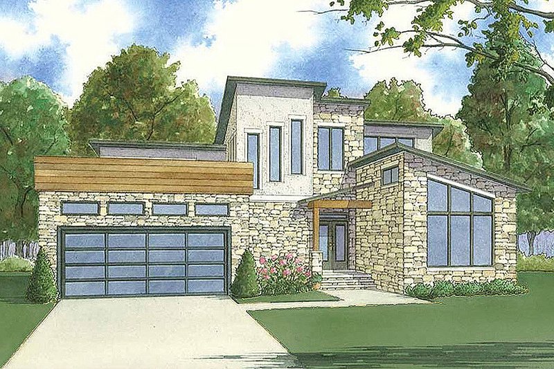 Home Plan - Contemporary Exterior - Front Elevation Plan #923-55