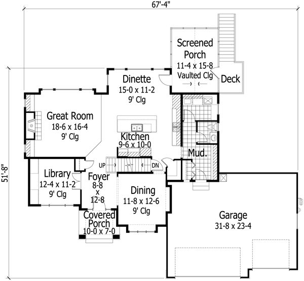 Farmhouse Floor Plan - Main Floor Plan #51-434