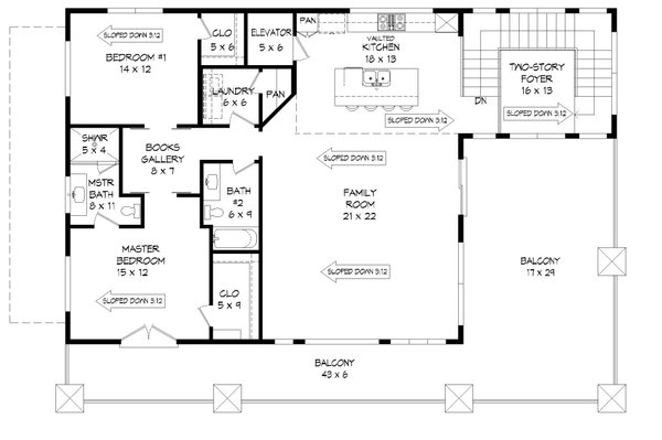 House Blueprint - Modern Floor Plan - Upper Floor Plan #932-495