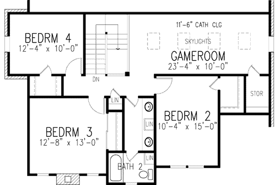 Floor Plan - Upper Floor for European House Plan #410-372 - 4 bed, 2.5 bath