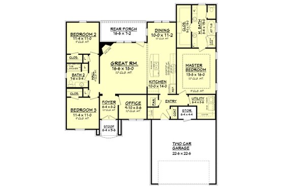 Floor Plan - Main Floor for European House Plan #430-122 - 3 bed, 2 bath