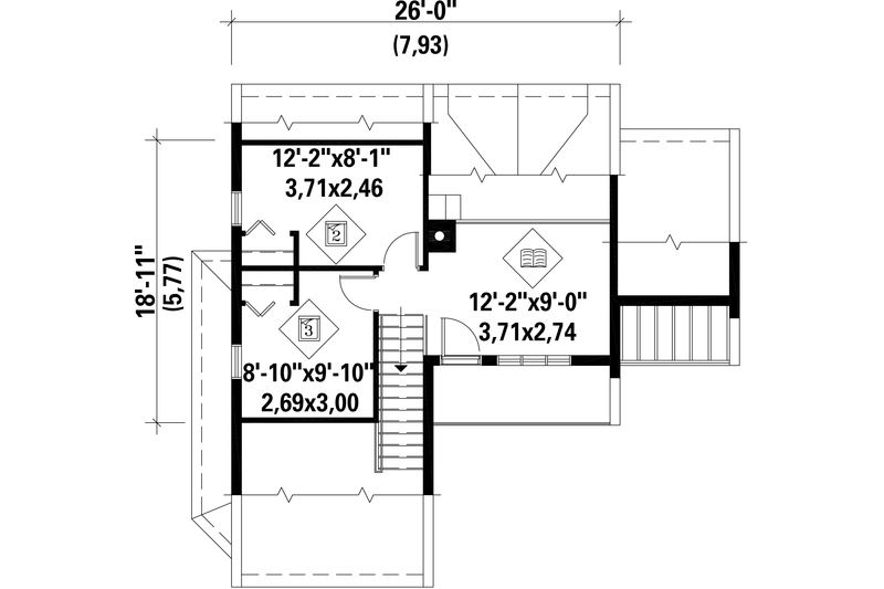 Dream House Plan - Floor Plan - Upper Floor for Contemporary House Plan #25-2135 - 3 bed, 1 bath
