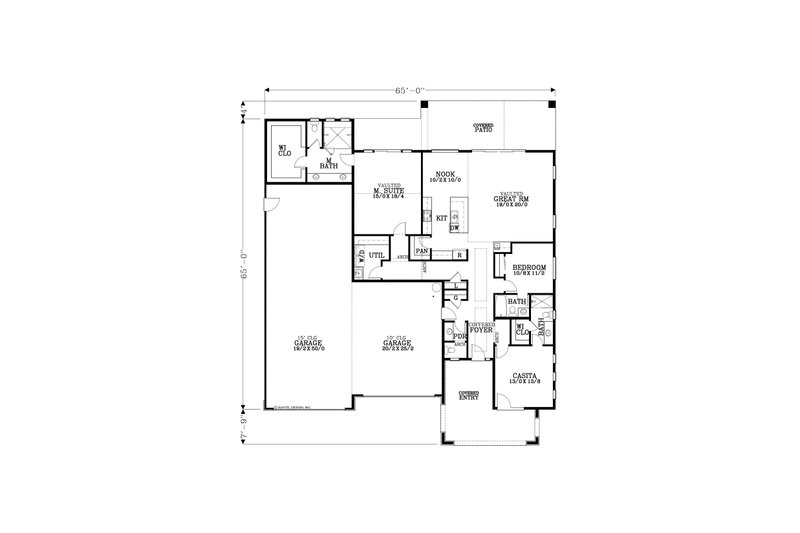 House Blueprint - Floor Plan - Main Floor for Adobe / Southwestern House Plan #53-716 - 3 bed, 3.5 bath