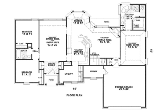Floor Plan - Main Floor for Traditional House Plan #81-299 - 3 bed, 2 bath