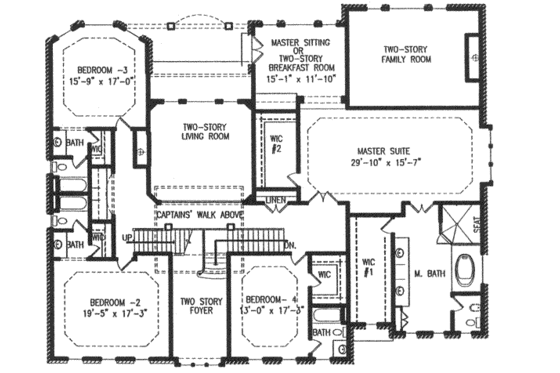 Floor Plan - Upper Floor for Colonial House Plan #54-125 - 5 bed, 5.5 bath