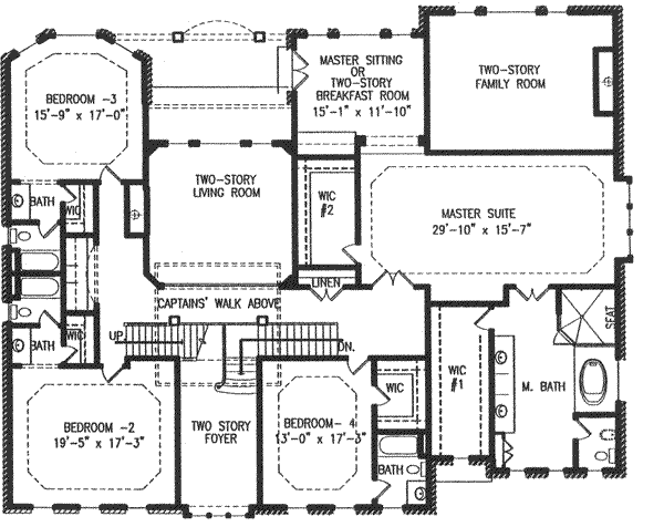 Architectural House Design - Colonial Floor Plan - Upper Floor Plan #54-125