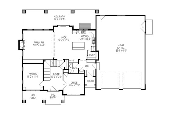 Floor Plan - Main Floor for Craftsman House Plan #920-36 - 6 bed, 4.5 bath