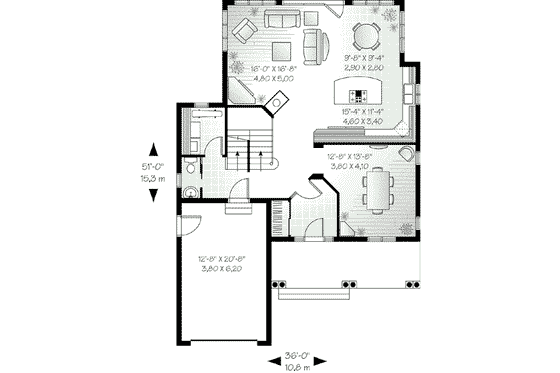 Floor Plan - Main Floor for European House Plan #23-542 - 3 bed, 2.5 bath