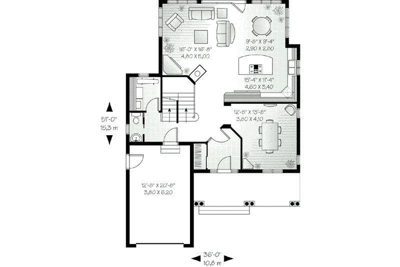 Home Plan - Floor Plan - Main Floor for European House Plan #23-542 - 3 bed, 2.5 bath