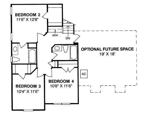Home Plan - Traditional Floor Plan - Upper Floor Plan #20-234