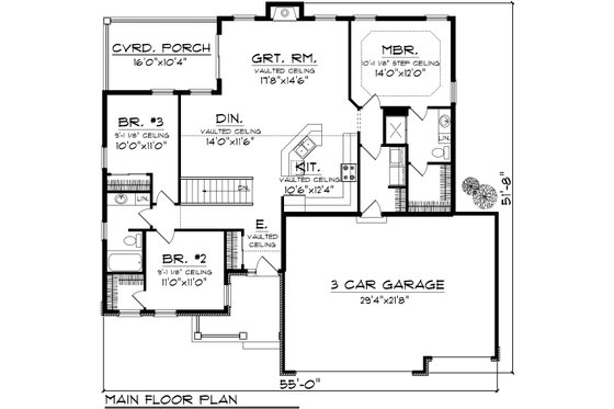 Floor Plan - Main Floor for Traditional House Plan #70-1131 - 3 bed, 2 bath