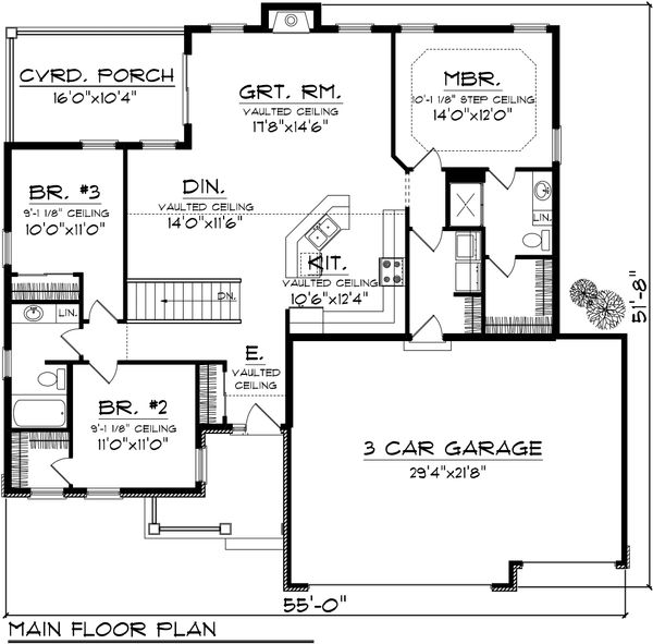 Architectural House Design - Traditional Floor Plan - Main Floor Plan #70-1131