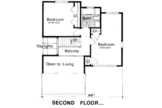 Floor Plan - Upper Floor for Contemporary House Plan #312-522 - 3 bed, 2 bath
