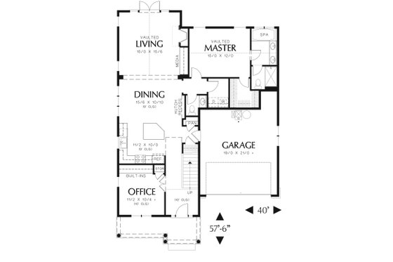 Floor Plan - Main Floor for Cottage House Plan #48-633 - 3 bed, 2.5 bath