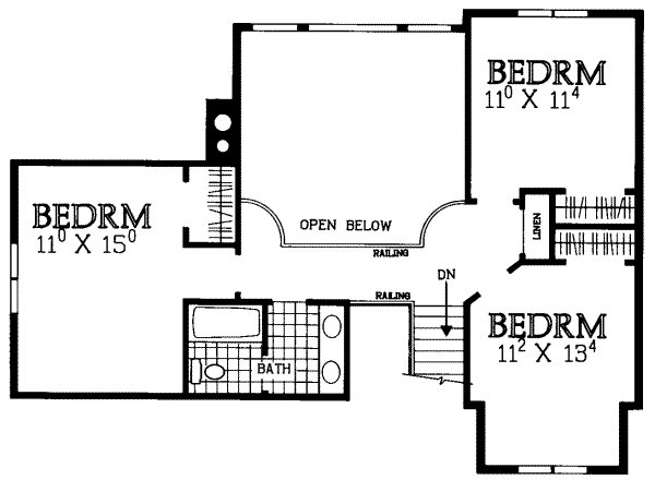 House Blueprint - Traditional Floor Plan - Upper Floor Plan #72-379