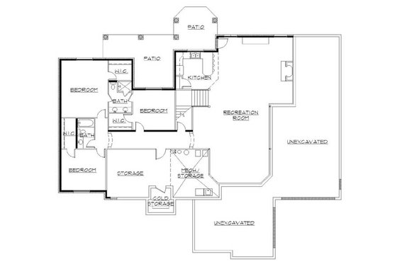 Floor Plan - Lower Floor for Traditional House Plan #5-321 - 5 bed, 4.5 bath