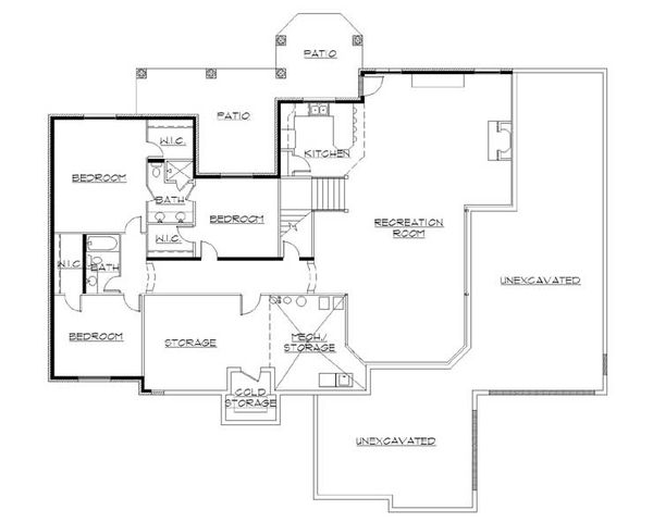 Home Plan - Traditional Floor Plan - Lower Floor Plan #5-321