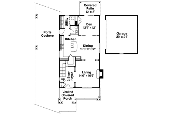 Floor Plan - Main Floor for Craftsman House Plan #124-610 - 3 bed, 2.5 bath