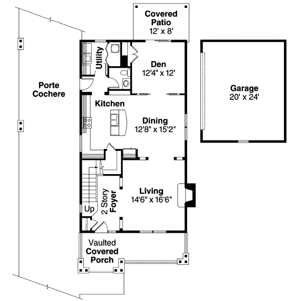 Architectural House Design - Craftsman Floor Plan - Main Floor Plan #124-610