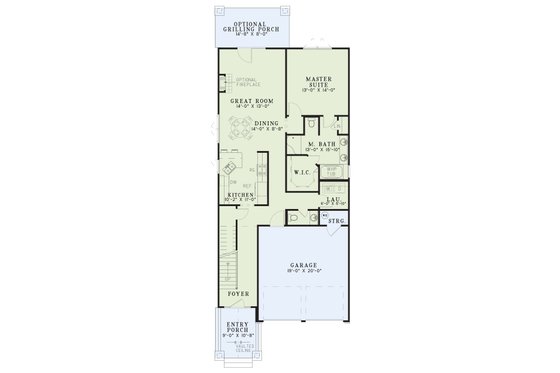 Floor Plan - Main Floor for Craftsman House Plan #17-2912 - 3 bed, 2.5 bath