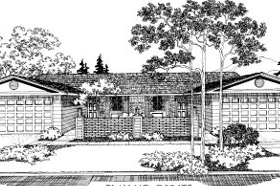 Exterior - Front Elevation for Ranch House Plan #303-168 - 2 bed, 1 bath