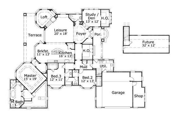 Floor Plan - Main Floor for European House Plan #411-805 - 3 bed, 2.5 bath