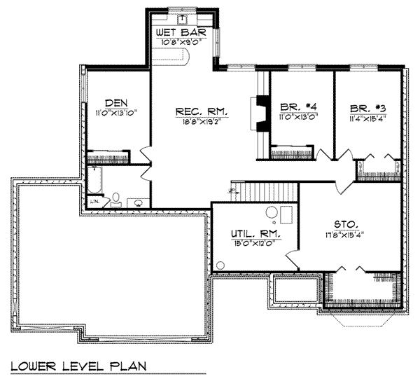 Home Plan - Traditional Floor Plan - Lower Floor Plan #70-786