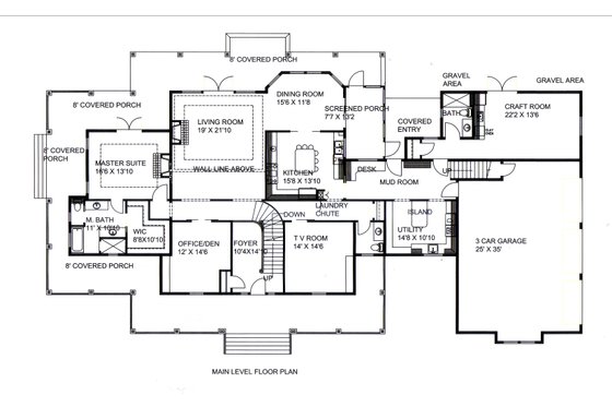 Floor Plan - Main Floor for Farmhouse House Plan #117-1114 - 4 bed, 5 bath