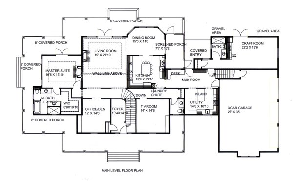 Floor Plan - Main Floor for Farmhouse House Plan #117-1114 - 4 bed, 5 bath