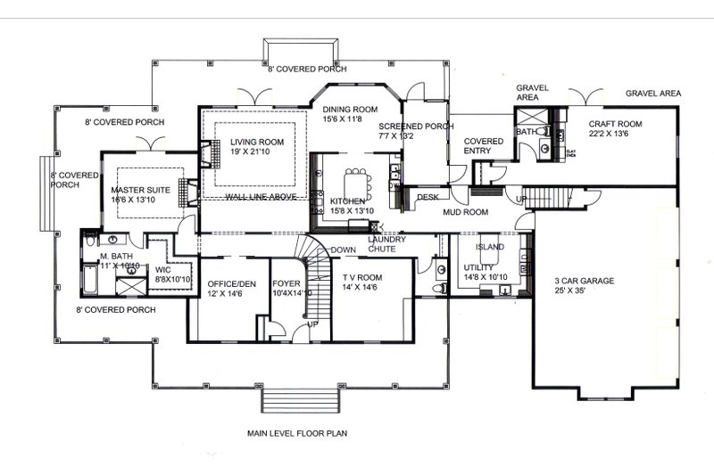 Dream House Plan - Floor Plan - Main Floor for Farmhouse House Plan #117-1114 - 4 bed, 5 bath